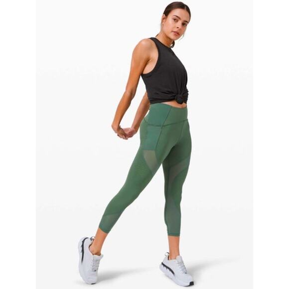 Lululemon Uncovered Strength High Rise Crop 23" Size 4 Algae Green - Picture 9 of 10